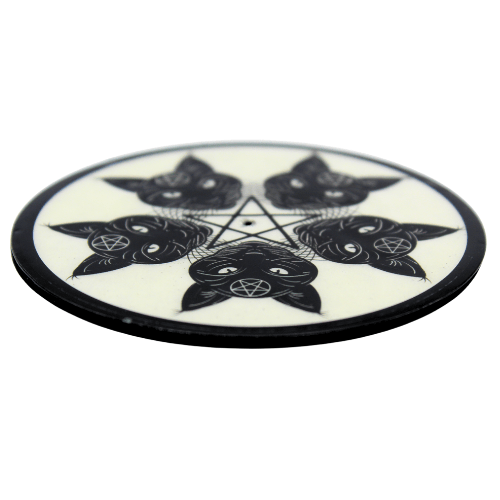 Coaster & Incense Holder - Cat & Pentagram 2 pcs.