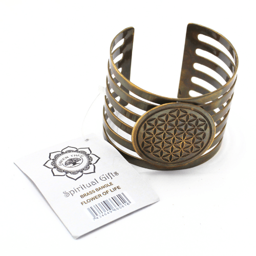 Brass Bangle Bracelet Flower Of Life