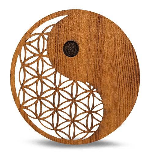LCW Incense Holder Ying Yang FOL Dark Brown 10 cm Set of 2