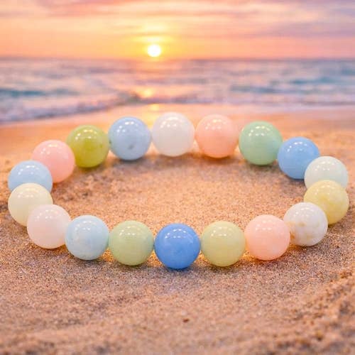 Morganite beaded Bracelet 10 mm - Madagascar