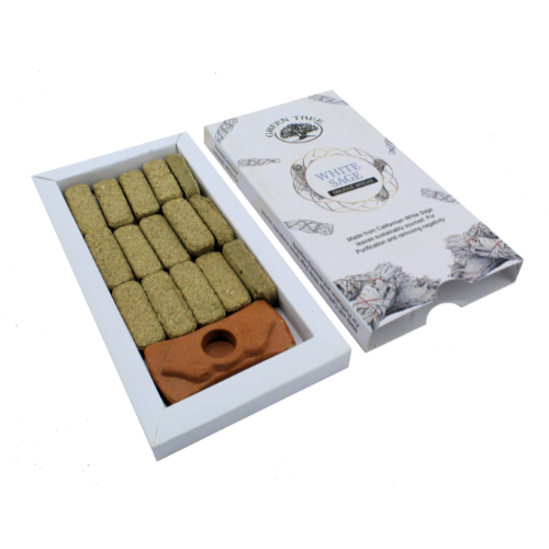 Green Tree White Sage Smudge Bricks (15 bricks with burner)