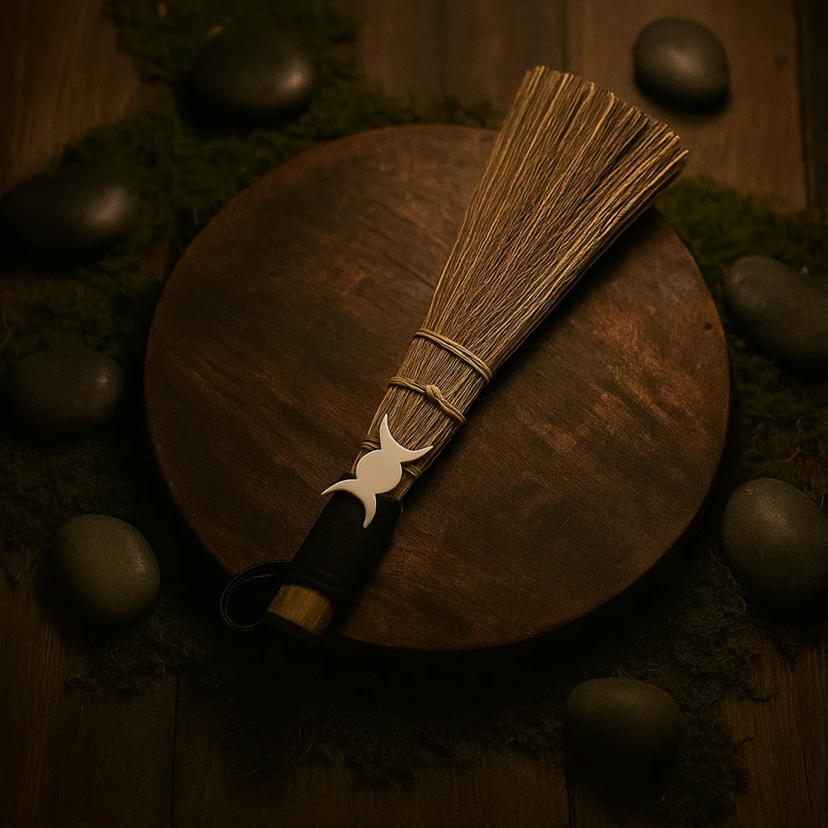 Broom With Metal Triple Moon