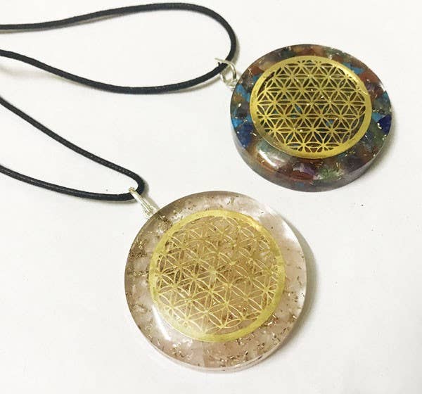 Mix Orgone Pendents With Black Cord Fol