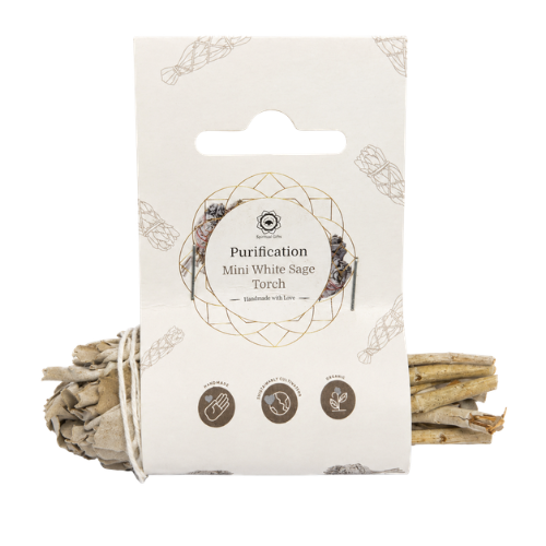 Purification mini White Sage Torch 10cm with label
