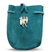 Pouch- Suede Rounded With Strap Tq Mikael 3.25" x 2.75"