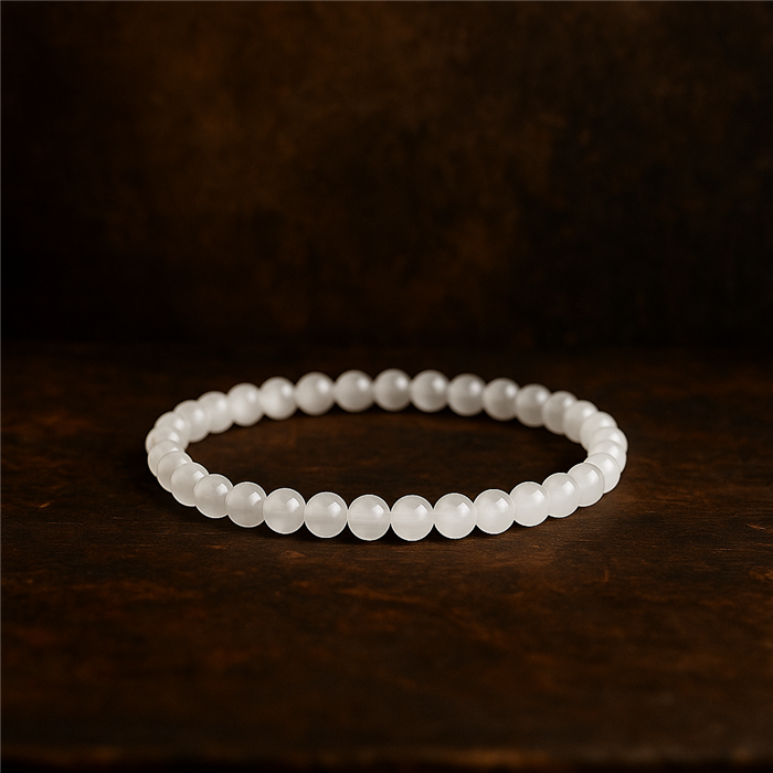 Selenite 'AA' bracelet 4mm - China