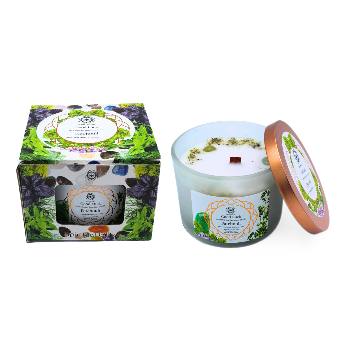 Green Tree Gemstone Candle Good Luck Patchouli 256g