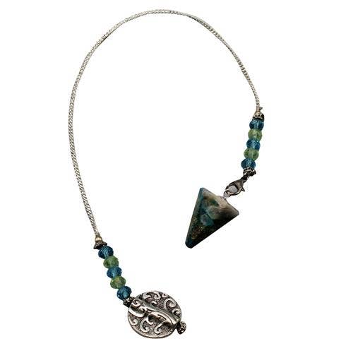 Agate Pendulum W/Glass Beads-Chrysacolla