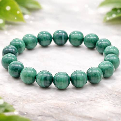Light Malachite 'AA' beaded Bracelet 10 mm - Zambia