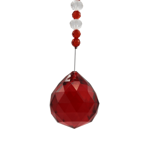 Suncatcher Hanging Red Beads Triquetra