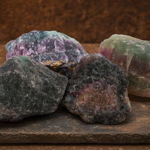 Multi Fluorite 'A' rough stone 1kg - China