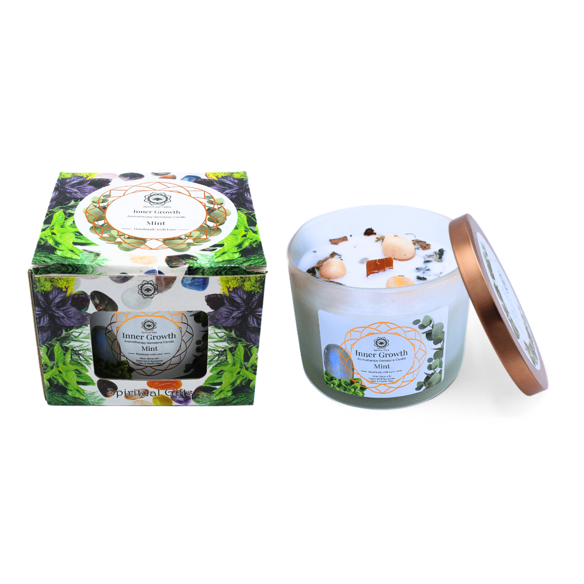 Green Tree Gemstone Candle Inner Growth Mint 256g