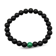 Bracelete Black With Green Stone