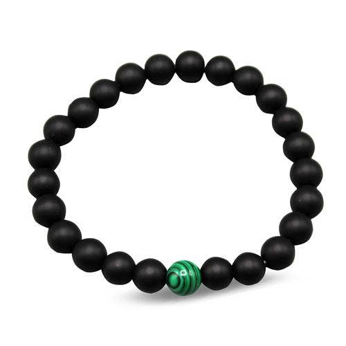 Bracelete Black With Green Stone