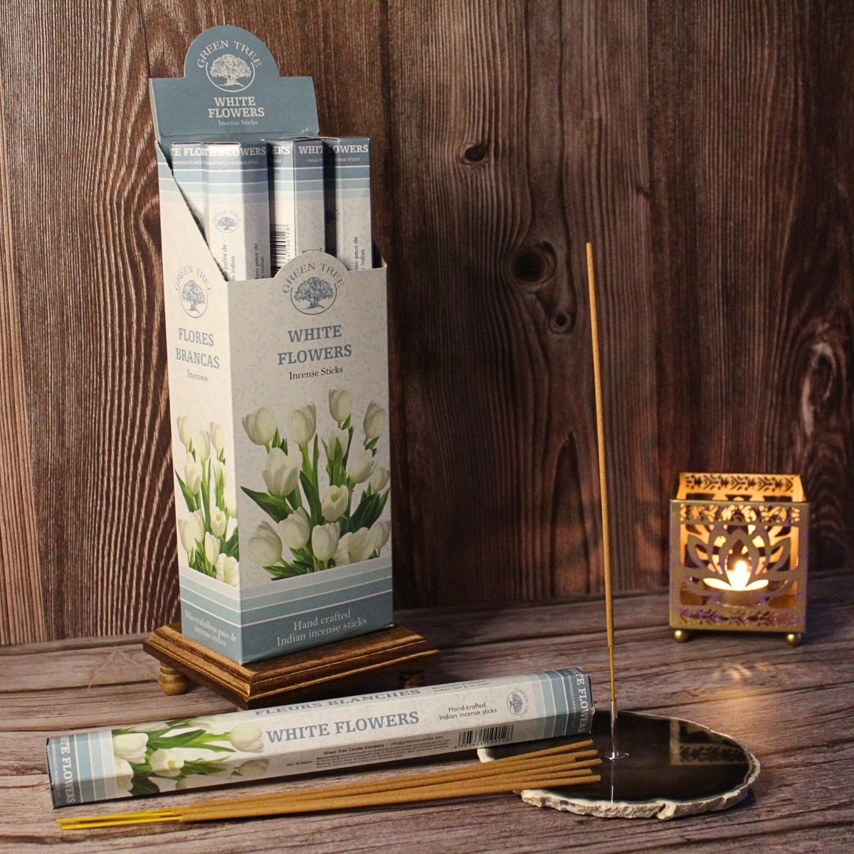 Green Tree White Flowers Incense