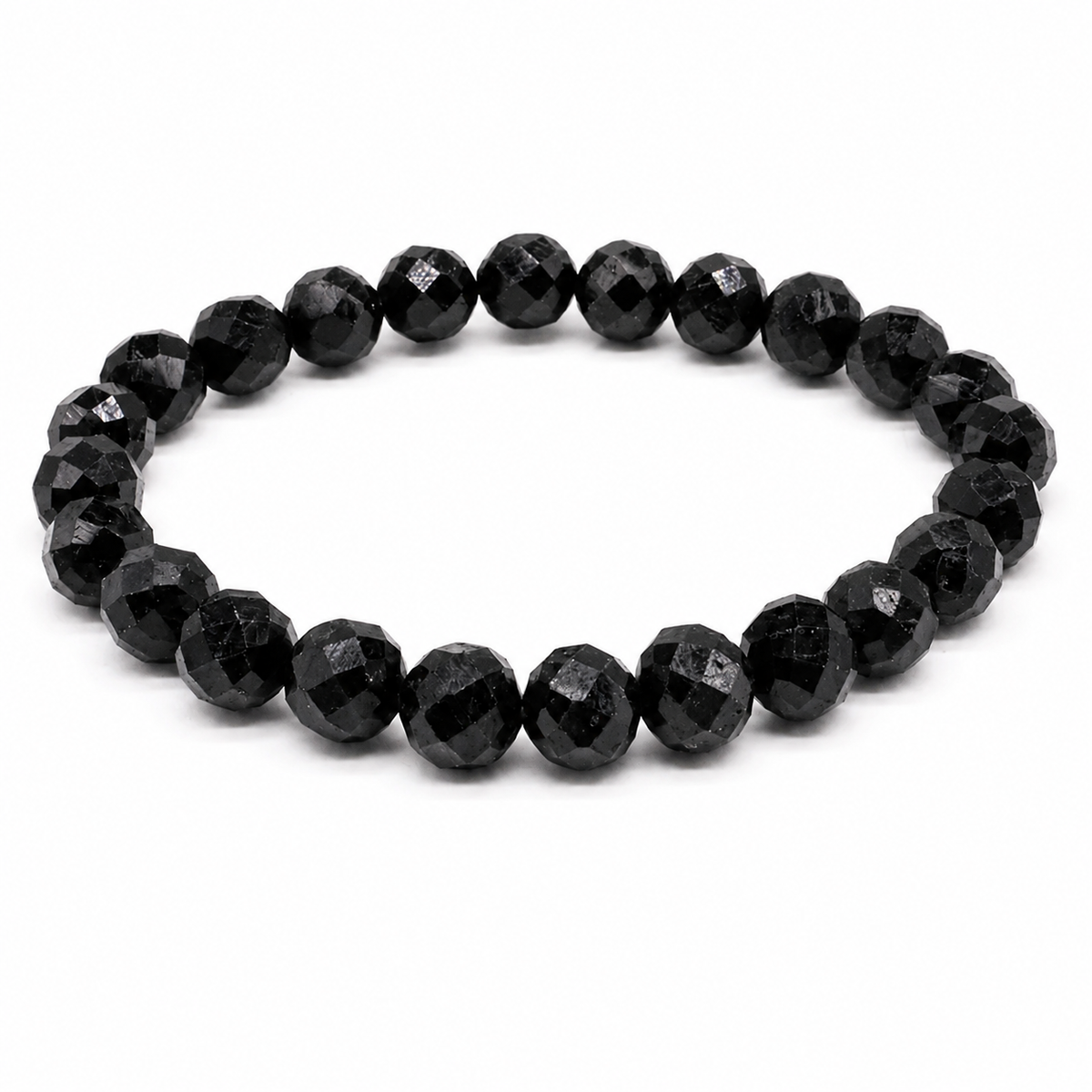 Black Tourmaline Faceted Bracelet 8mm - Brazil