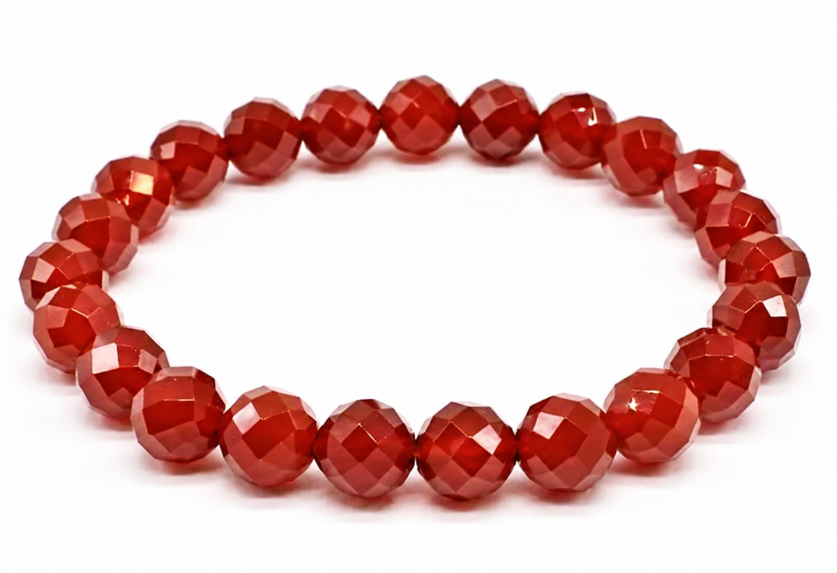 Pulsera de cuentas facetadas de cornalina de 6mm - China