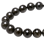 Bracciale di perline sfaccettate in ossidiana Golden 8mm - Messico