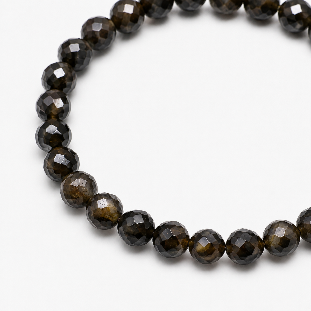 Bracciale di perline sfaccettate in ossidiana Golden 8mm - Messico