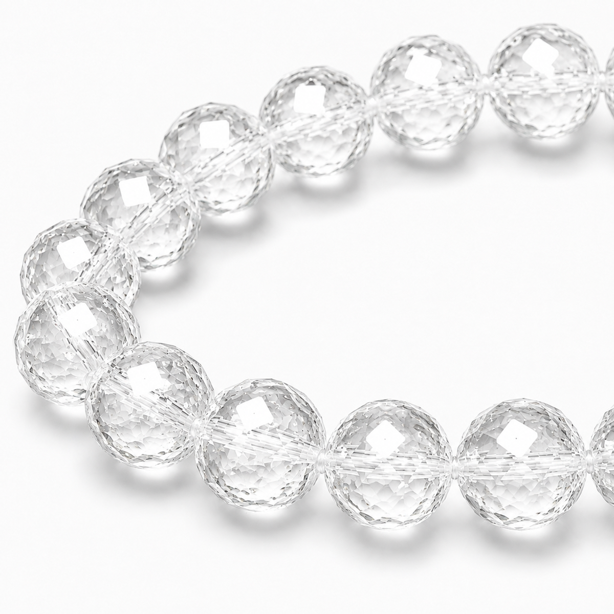 Bracelet en perles facettées de cristal de roche 6mm - Brésil