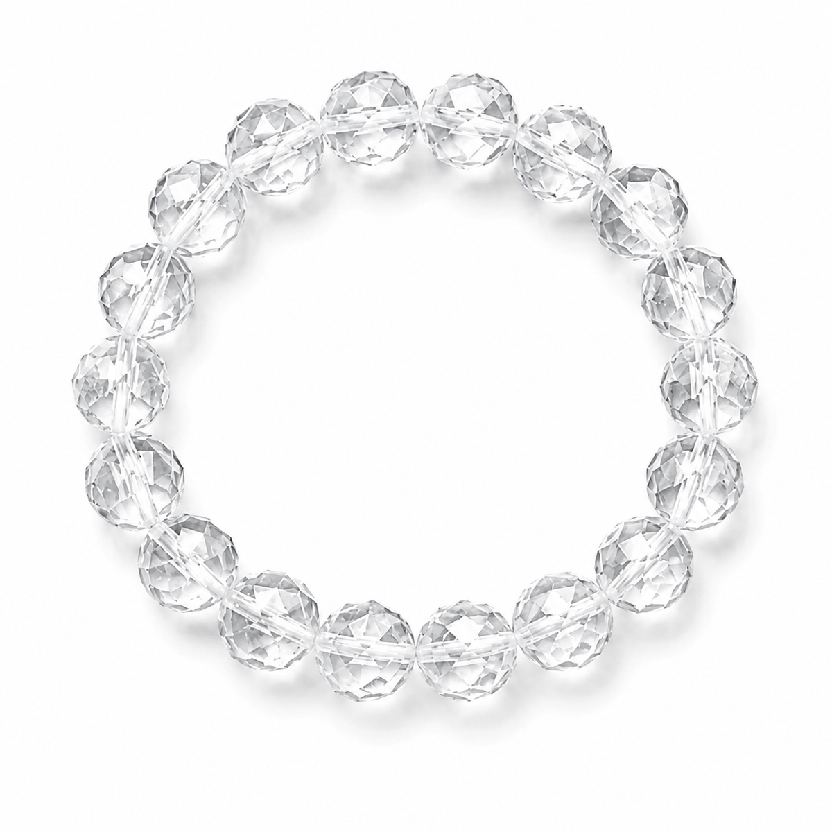 Bracelet en perles facettées de cristal de roche 6mm - Brésil