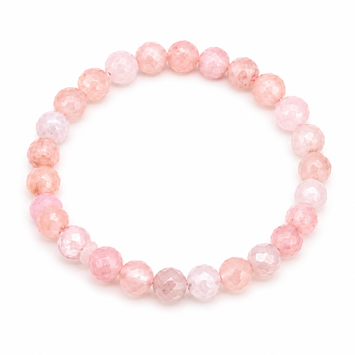 Rose Quartz Faceted Beads Bracelet 8mm - Madagascar