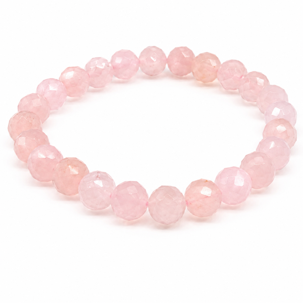 Rose Quartz Faceted Beads Bracelet 8mm - Madagascar