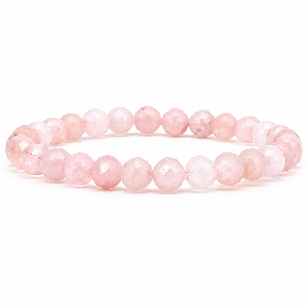 Rose Quartz Faceted Beads Bracelet 8mm - Madagascar