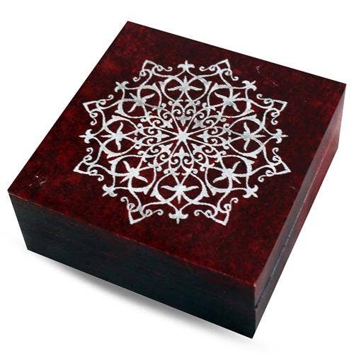 Ruby Mandala Soapstone Keepsake Box