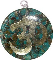 ORGONE ROUND OM  PENDANT - CHRYSOCOLLA