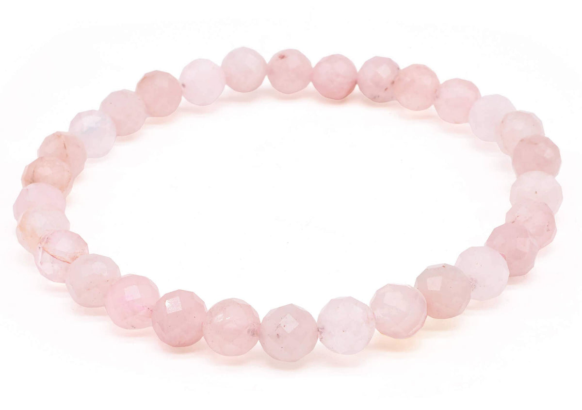 Rose Quartz Faceted Beads Bracelet 6mm - Madagascar