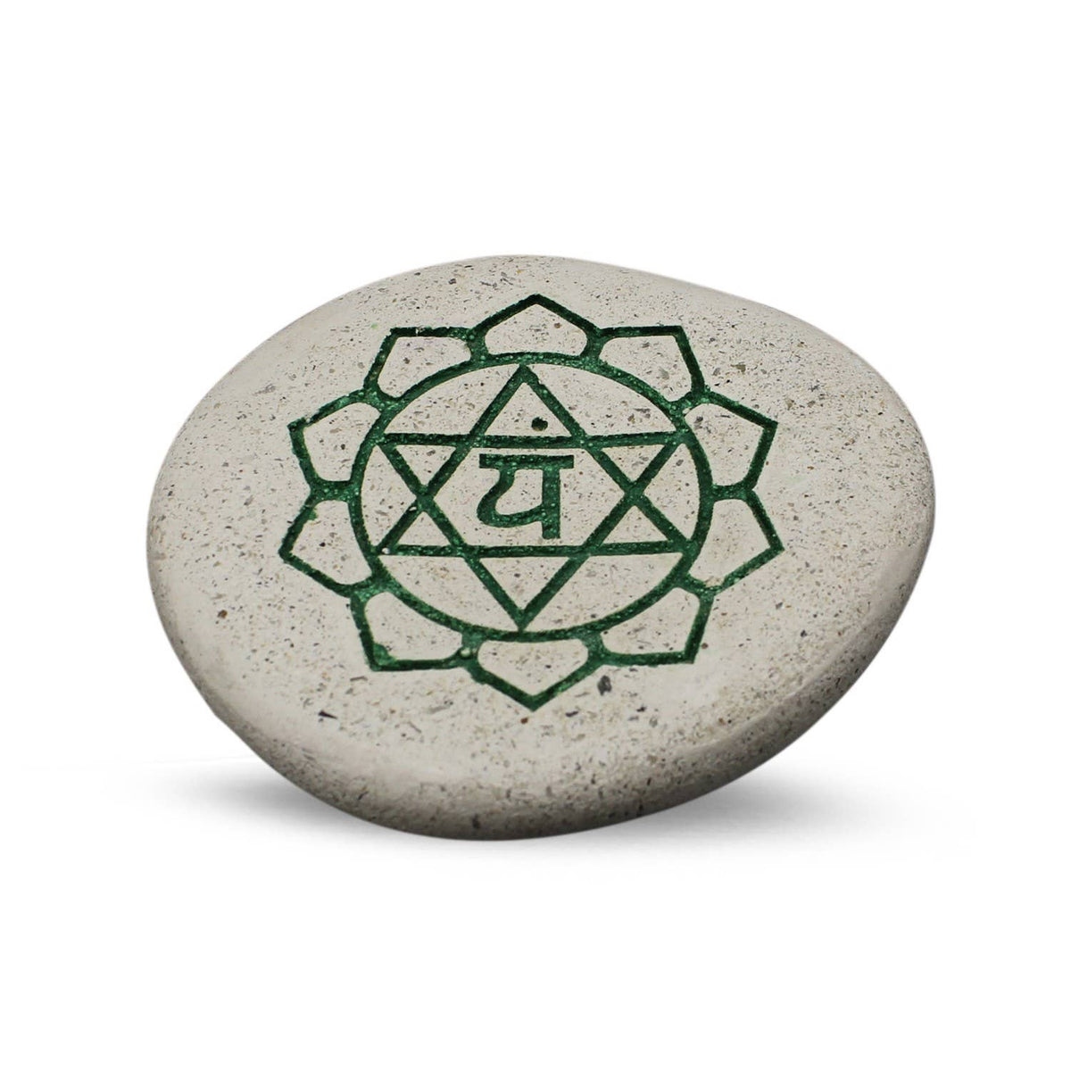 Pebble - Engraved River Stone 4th Chakra Green