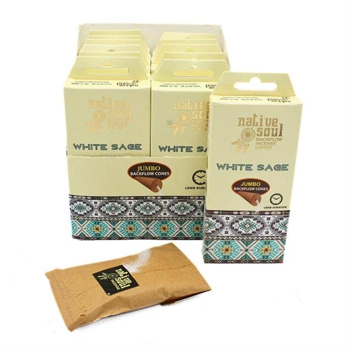 Native Soul Jumbo Backflow Cones White Sage