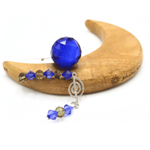 Crescent Moon Suncatcher Wall Hanging With Glass Beads