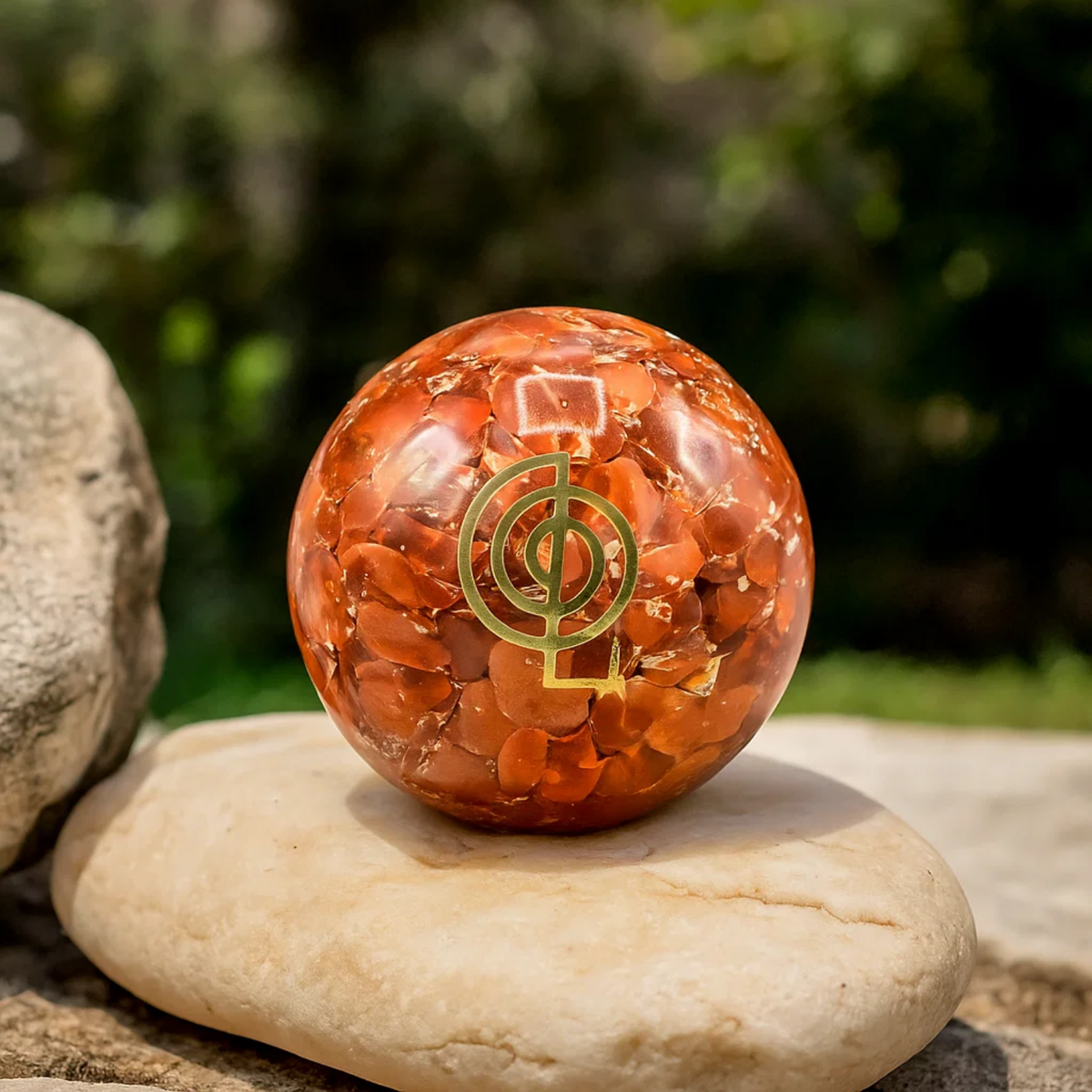 ORGONE SPHERE CARNELIAN INSIDE WITH REIKI
