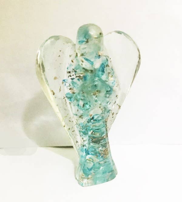 Orgone angel figurines- blue topaz 5cm