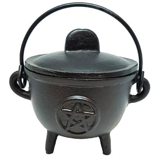 Cast Iron Cauldron Pentacle Black 14.5x13 cm