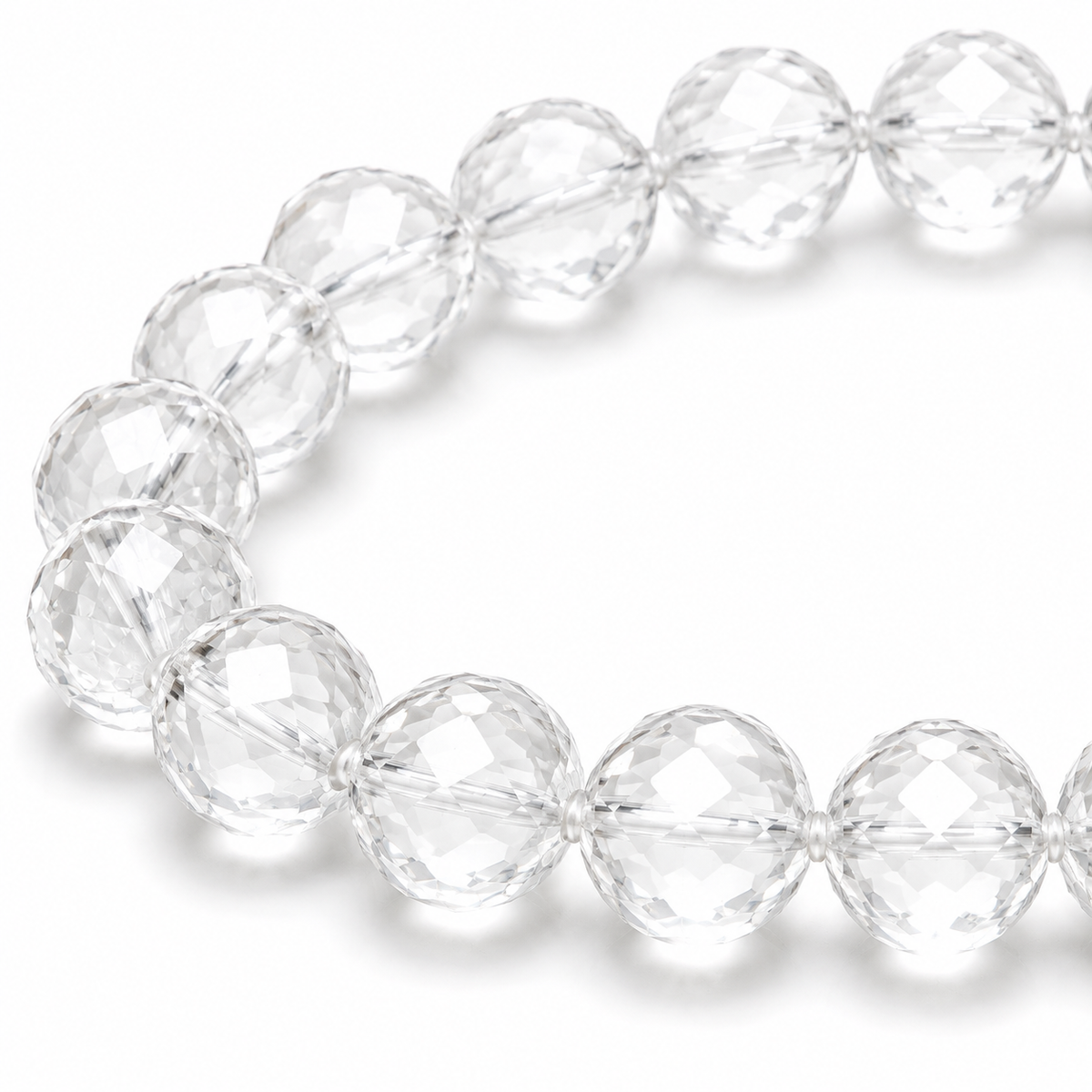 Rock Crystal Faceted Beads Bracelet 8mm - Brazil