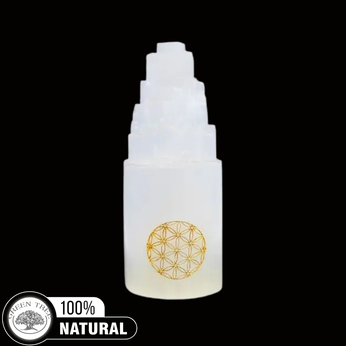 Selenite Lamp Flower of Life 20 cm