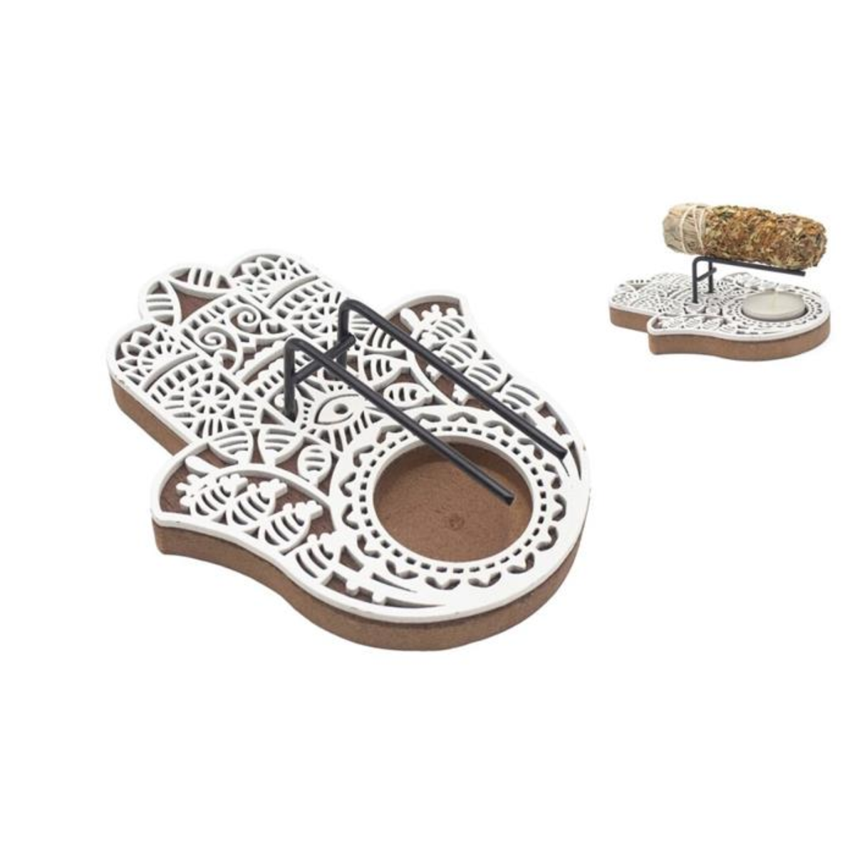 Wooden white sage burner 12x15.7x0.9cm