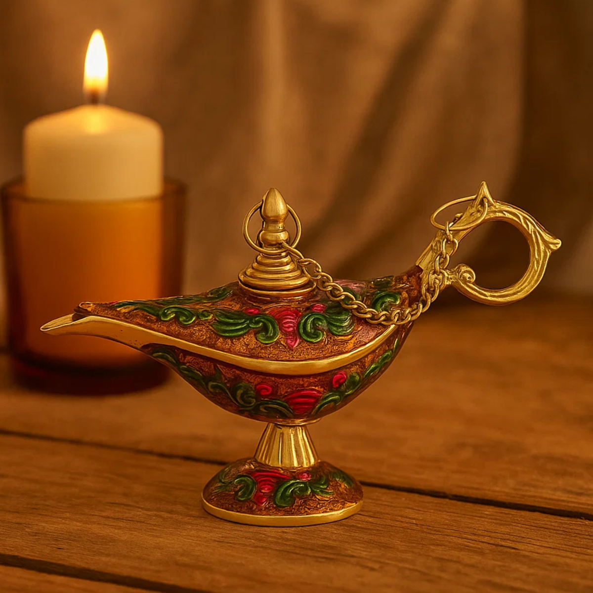 Brass Lamp Alladin Meena Color 12cm