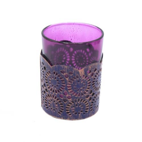 Tealight Holder Set of 4 - Purple&Gold