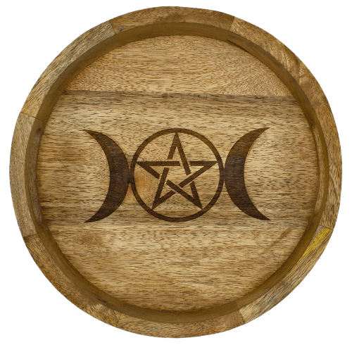 Mango Wood Tray Triple Moon & Star