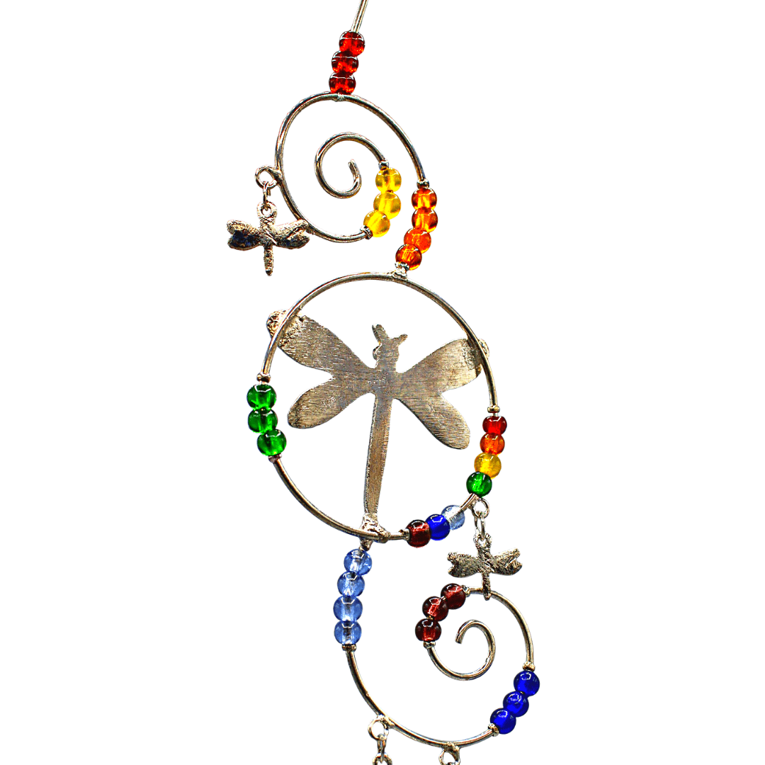 WIRE HANGING CRYSTAL CHAKRA DRAGONFLY 13.25"