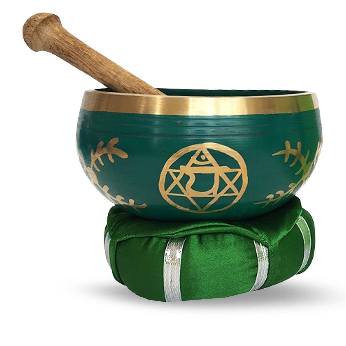 Brass Singing Bowl with stick & Cushion 10 cm Heart Chakra