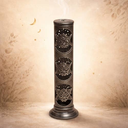 Iron Incense Tower Burner Triple Moon & Star