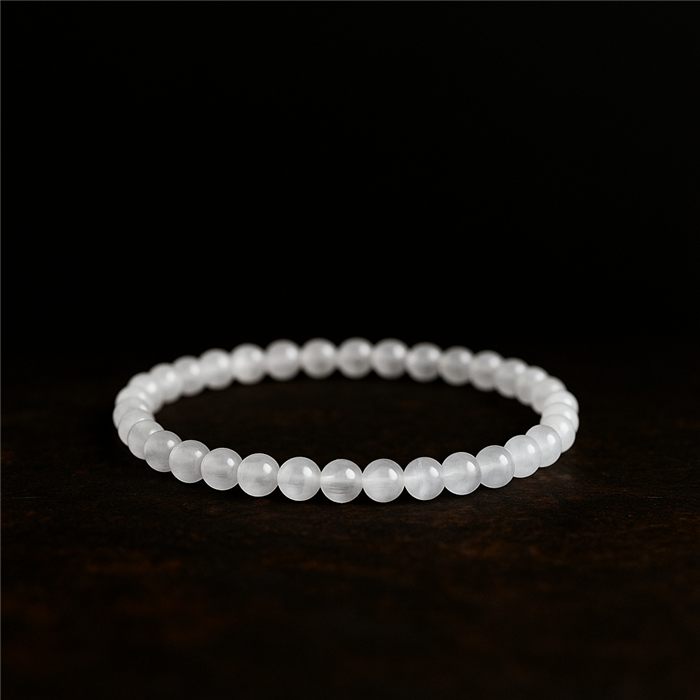 Selenite 'AA' bracelet 4mm - China