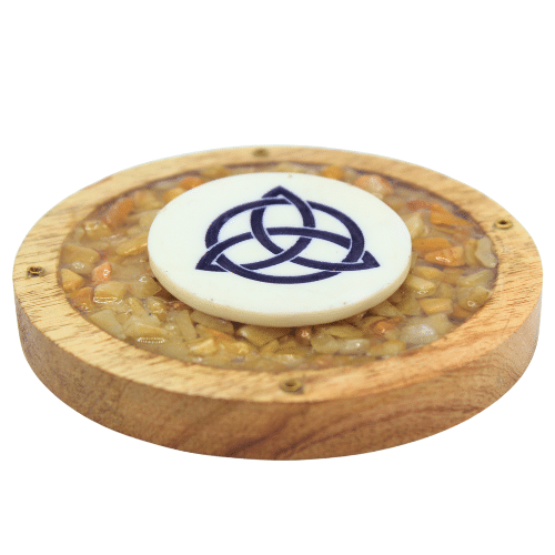 Triquetra Incense Holder With Yellow Aventurine Chips