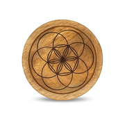 Mango Wood Crystal Grid Tray Seed of Life 15 cm