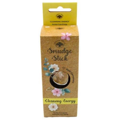 Green Tree Cleansing Energy Smudge Stick with Citrine